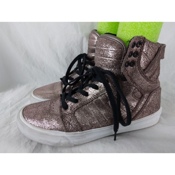 Supra Skytop Sneakers Skate Shoes Pink Metallic Rose Gold Womens Size 7 - Picture 4 of 11